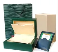 Box Reloj de lujo Reloj Cases originales de mujeres del exterior Inner original Cajas Men Wutwatch Cajas verdes Tarjeta de folleto 116610 Accesorios submarinos