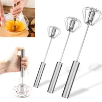 Semi Automatic Beater 304 Stainless Steel Whisk Manual Hand Mixer Self Turning Stirrer Kitchen Accessories Egg Tools 220618