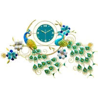 Relógios de parede Reloj de Pavo Real para El Hogar Pared Fondo Cuarzo Luz Moderna Lujo Modawall