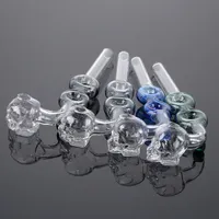 Skull Cool Pyrex Glass Oil Burner Pipe Straight Tube Tobacco Pipes Mini Spoon Hand Pipes Colorful Smoking Pipe SW130
