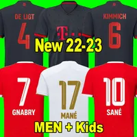 De Ligt Soccer Jersey 22 23 Mane Sane Hernandez Bayern Munich 2022 2023 Gnabry Goretzka Coman Muller Davies Kimmich Shirt Men Kids Kit