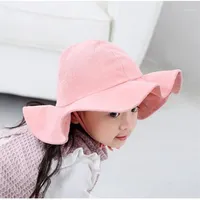 Yuxic Summer Baby Hat Girls Beach Sun Hat Cotton Princess Babe Bucket Caps Lovely Lace 조절 가능한 아기 Panama1205S