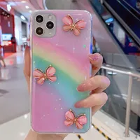 Glitter Rainbow 3D Butterfly Phone Case لـ iPhone 13 XR Coque لـ iPhone 13 12 11 Pro Max 6 6S 7 Plus 8 Plus XS Max Cover Funda309f