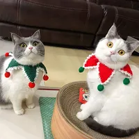 Noel dekorasyonları köpek eşarp evcil hayvan kırmızı yeşil örgü yaka kedi zili bandana köpek kostüm köpekler ağaç scarfchristmas