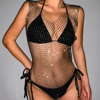Casual Dresses Flash Diamond Sweet Cool Wind Fishing Nets Perspektiv Konjunktiva Body Chain Performance Clothing Clubwear Jewelry