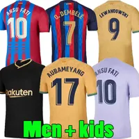 21 22 23 Barcelona lejos Camisetas de fútbol Jersey Lewandowski Ansu Fati Memphis Pedri Adama Ferran 2022 2023 Griezmann F. De Jong Dest Camisa Men Kits Kit para niños