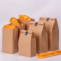 선물 랩 25/50pcs 크래프트 종이 가방 가방 포장 비스킷 캔디 푸드 쿠키 빵 보는 베이킹 테이크 아웃 가방 래프 그프트