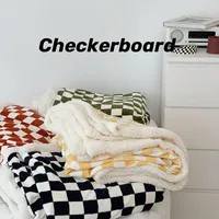 Filtar checkerboard plaid filt tjock varm vinter säng kontor nap sjal soffa täcker retro fluffig sängspärja på