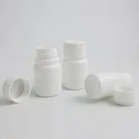 500pcs White plastic bottle with screw cap 10ml 15ml bottles for pills HDPE medical capsule container with tamper proof cap2860