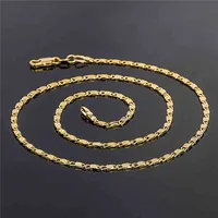 18K Chains 2.5MM 16 18 20 22 24 26 28 30 Women Necklace Jewelry Accessories Gold Chain For Charm Pendants Men&#039;s Neckalce