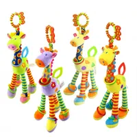 Miękka żyrafa zwierząt Handbells Rattles Plush 4 kolory Niemowlę Baby Development Uchwyt Zabawki Z Teeher Baby Toy