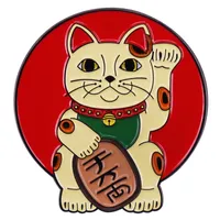 Gatto carino cartone animato giapponese retrò fortunato spilla gatto badge metallo abbondante abbigliamento gioielli all'ingrosso