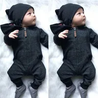 2020 Neugeborene Kinder Baby Jungen Mädchen Kleidung warmes Kind Zipper Baumwolle Langarm Strampler Jumpsuit Kapuze Kleidung Pullover Outfit 0-24M334J