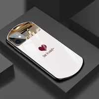 Mode Love Heart Makeup Mirror Phone Cases For iPhone 11 12 13 Pro Max X XR XS 7 8 Plus Luxury Tempered Glass Hard Back Cover293a