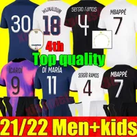 Topp nya Mbappe Soccer Jersey Sergio Ramos 21 22 Maillots de Football 2021 2022 Verratti vuxna män barn kit icardi skjorta uniformer enfants psgs fot tredje 3: e 4: e