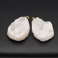 Pendant Necklaces Natural Druzys Stone Irregural White Agates Charms For Making DIY Jewerly Necklace Accessories 22x34mmPendant