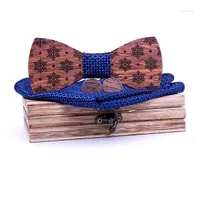 Linbaiway Male Wooden Bow Tie Handkerchief Cufflinks Set For Men&#039;s Suits Wood Bowtie Neck Ties Wedding Gifts