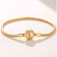 Fashion Fashion 18K Bracelets de ouro rosa Rose Box para Pandora Sytle Charm Minchas 925 Silra Snake Chain Bracelet