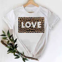 T-Shirts Erkek Leopard Heart Casual 90'lar Moda Trend Pamuk Baskı Kıyafetleri Grafik Tshirt Üst Lady Baskı Kadın Tee T-Shirt G220512