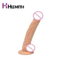 Hismith realista enorme consolador 4 tamaños de estilo faloimitator flexible pene fuerte succión succión impermeable TPE mujeres juguetes sexy
