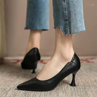 Dress Shoes Rimocy Sexy Pointed Toe Thin Heels Pumps Women Black Soft Pu Leather Office Woman Shallow Slip On Party Ladies239S