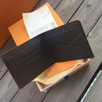 Män plånbok läder handväska man kvinnor myntpåse kreditkortshållare multi plånböcker serienummer låda