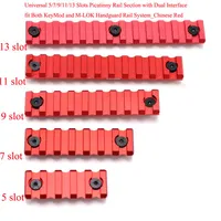 Universal 5 7 9 11 13 슬롯 Picatinny 레일 섹션 듀얼 인터페이스가있는 Keymod 및 M-Lok 핸드 가드 레일 시스템 중국 Red262s