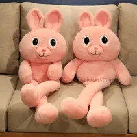 Vendita calda Peluche cuscini 80 cm 100 cm a retrattile lunghe gambe lunghe orecchie coniglio di alta qualità peluche carino modellazione sonno cuscino per bambini giocattolo per bambini