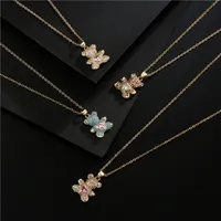 Fashion Necklace New Copper Micro-set Color Zircon Turquoise Love Bear Pendant Necklace Jewelry