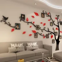 Familie PO Wall Sticker Home Decoraties Wall Stricker Tree Woonkamer TV Achtergrond 3D Acryl Acryl Fotoframe Decals337i