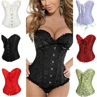 Femmes Court tunique taille sexy satin brocade bustier floral top top lacet up back lingerie bodyshaper shapewear exercice exercice corsets xs ~ 6xl