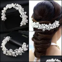 Headbands Hair Jewelry Handmade Crystal Pearl Bridal Tiaras Crowns Hairband Headpiece Head Wedding Accessories Women Drop Delivery 2021 Igut