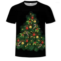 Erkek Tişörtleri Noel 3D Baskılı Moda Erkek Ağacı Kısa Kollu Mürettebat Boyun T-Shirt Sıradan Gevşek Nefes Alabilir Rahat Topmen Bles2