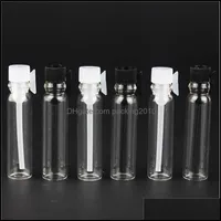 1ml 2ml L-Glas pro ätherisches Ölfläschchen Klar Mini-Tube-Reise-Grammgröße Kosmetische leere Tester-Flasche transparent für Probe. Tropfenlieferung 2.