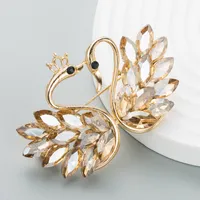 S3021 Amantes de jóias de moda Swan Broche de broche Rhinestone Crown Swans Broches