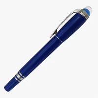 Presentpen lyx penna klassisk rund kristallblå signatur pennor ädla gåva metall smide bekväm att skriva bra-gift224m