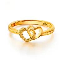 Cluster Rings Style Gold Plated Retro Heart Ring Accessories Sanded Open Wholesale Anillos De Acero Inoxidable Para MujerCluster