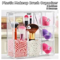 Storage Boxes & Bins Plastic Makeup Brush Organizer With 3 Drawers For Cotton Pads/Beauty Egg Box Cosmetics 500g Beads OptionalStorage