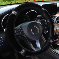 Steering Wheel Covers Soft Plush Rhinestone Car Cover Interior Accessories Steering-Cover Car-styling Universal 37-38cm DiameterSteering