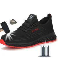 Manlegu Air Mesh Steel Toe Work Zapatos de trabajo Boots de seguridad a prueba de pinchazos livianos Drop 220525