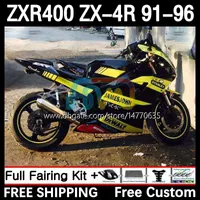 Bodywork dla Kawasaki Ninja ZXR 400 CC ZX4R ZXR400 ZX-4R 91 92 93 94 95 96 12DH.196 Body ZX 4R ZXR-400 1991 1992 1993 1994 1995 1996 400CC 91-96 OEM Fairing Kit żółty czarny czarny