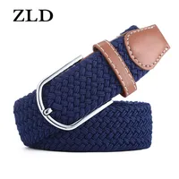 ZLD Casual stretch woven belt Women's unisex Canvas elastic s for women jeans Modeling pin buckle 120-130CM 220402