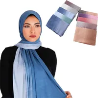 Scarves Gradient Muslim Cotton Linen Hijab Scarf Women Fashion Islamic Arab Shawl Wrap Head Ready To Wear Headscarf