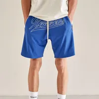 Camisetas masculinas shorts de fitness shorts de fitness com estampa de letra zíper de bolso de malha