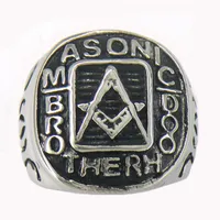 FANSSTEEL stainless steel mens or wemens jewelry masonary MASTER MASON BROTHERHOOD SQUARE AND RULER MASONIC RING gift 11W15326a