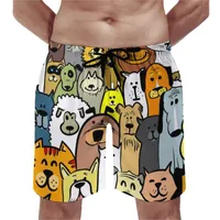Short masculin dessin animé planche de chien drôle d'animal imprimé pantalon court cordon de natation confortable natation des boules de natation