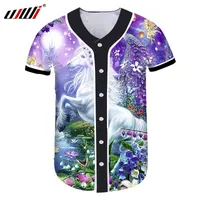 Ujwi erkek düğmeleri tshirt serin 3d baskı beyaz at beyzbol tişört unisex hip hop özel yapılmış beyzbol forması üniforma gömlek 220619