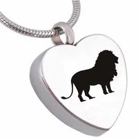 Fashion jewelry lion Cremation Urn Jewelry heart Memorial for Ash Keepsake Necklace Pendant stainless steel for Ashes269u