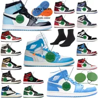 2022 Retros Off Unc Chicago Off Off Jumpman 1 Basketball Shoes Jordens 1S White X 금지 된 특허 자란 Royal Blue Green Python Visionaire Stealth Linen Mens 여성 운동화