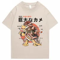Japanse heren T-shirt Samurai Turtle Cool Unisex Zomer Grappige Print Streetwear Toptee Europese maat Mannen 220411